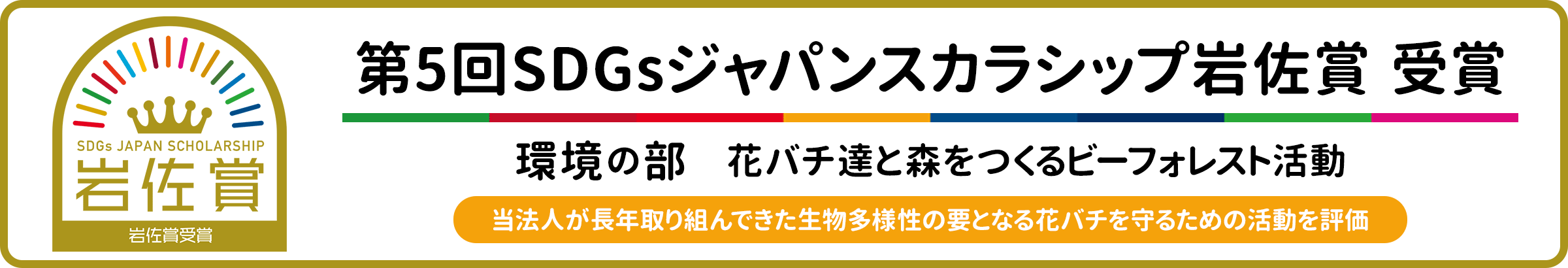 第5回SDGsジャパンスカラシップ岩佐賞（環境の部）を受賞